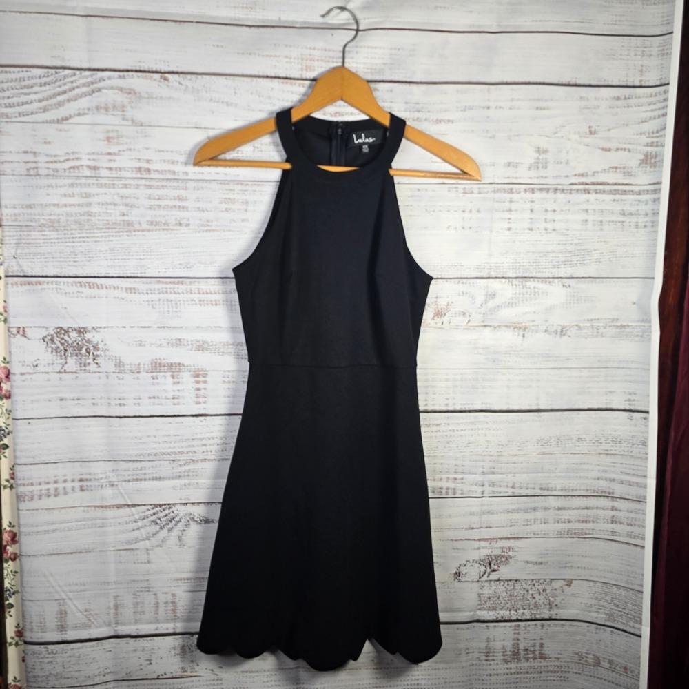 Lulus Black Fit & Flare Dress XS Sleeveless High Neck Mini Skater‎
